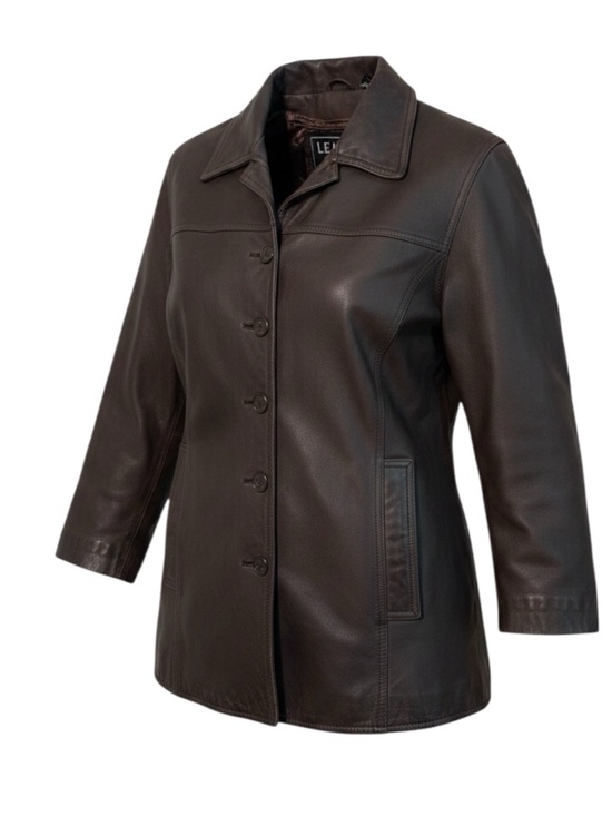 Leather Limited Jackets & Blazers - Vintage Leather Limited Women’s Genuine Leather Brown Button Front Jacket